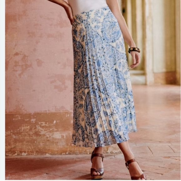 Sezane Dune Alcazar Blue Midi Skirt - Picture 2 of 7